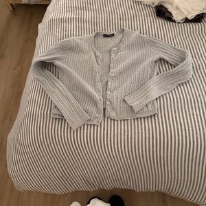 Brandy Melville Light Gray Cable Knit Cardigan